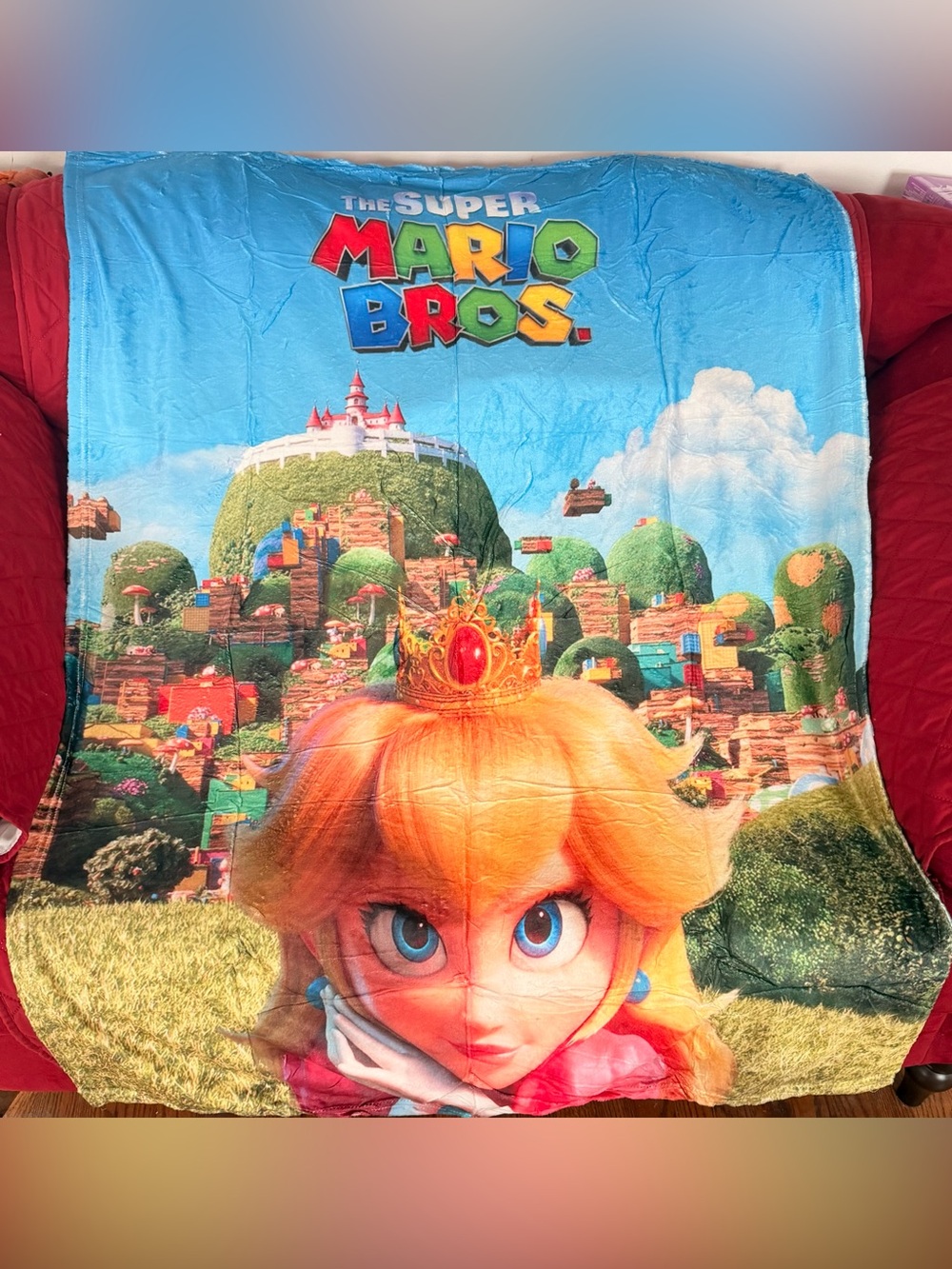 Nintendo Princess Peach Plush Throw Blanket - Blue & Peach Orange